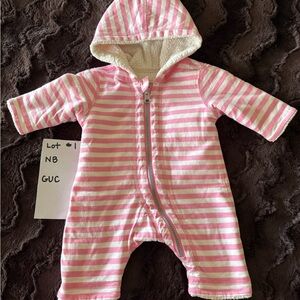 Pink Striped Baby Fleece Bundt Suit